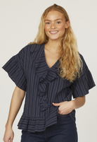 Sisters Point - Veima shirt navy pinstripe - 3