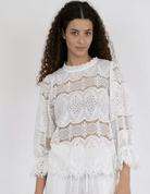 Neo Noir Adela big embroidery bluse hvid - 2