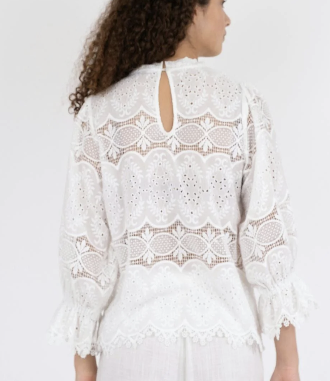 Neo Noir Adela big embroidery bluse hvid - 3