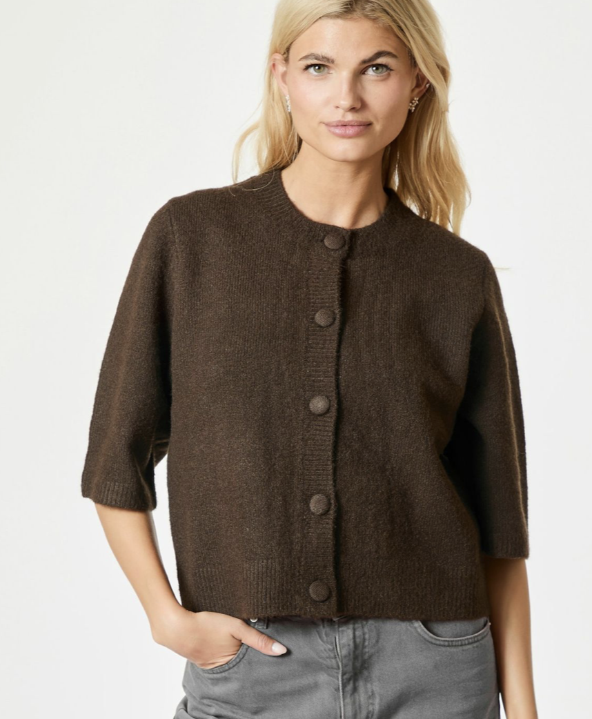 Neo Noir Elmira strik cardigan brun