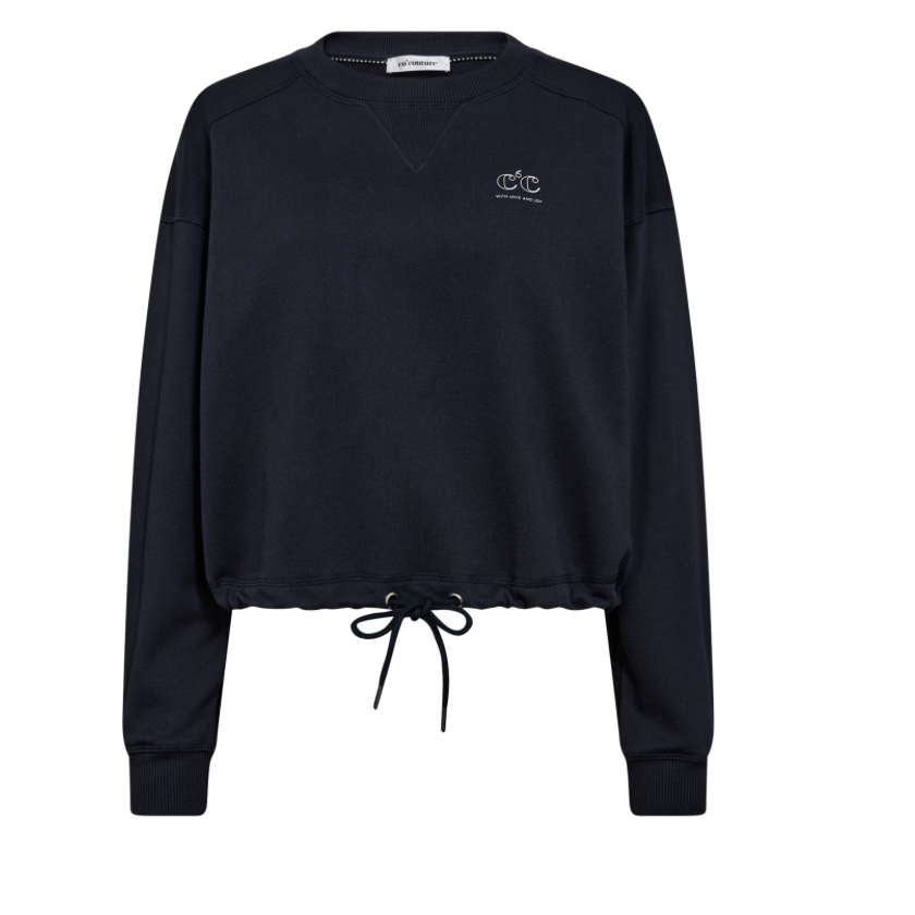 Co ´Couture clean crop tie sweat navy