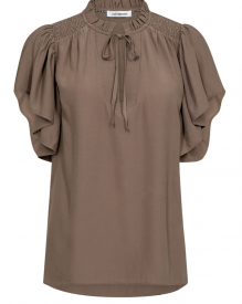 Co´ Couture - Taracc Frill top Walnut